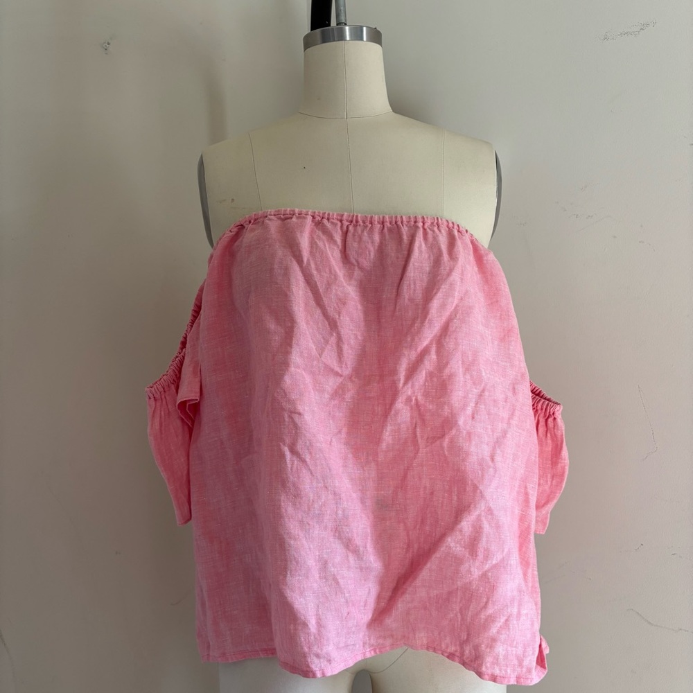 Saks Fifth Avenue Pink Off-Shoulder Women's Linen Top